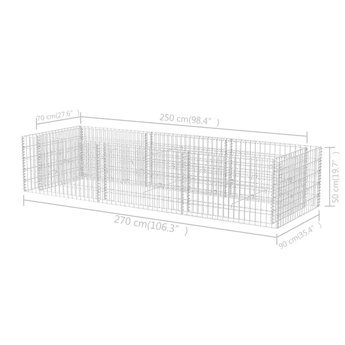 Strat înălțat gabion, 270 x 90 x 50 cm, oțel - WALTI WALTI