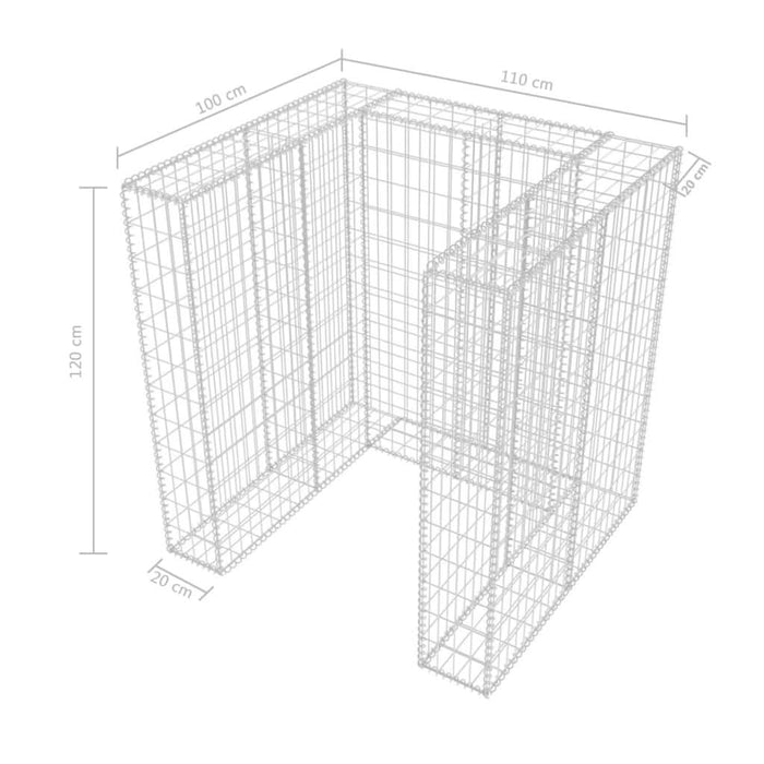 Gabion unic îngrădire pubelă, oțel, 110 x 100 x 120 cm - WALTI WALTI