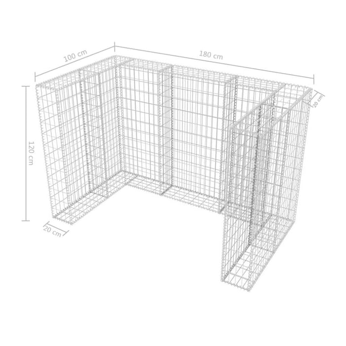 Gabion dublu îngrădire pubelă, oțel, 180 x 100 x 120 cm - WALTI WALTI