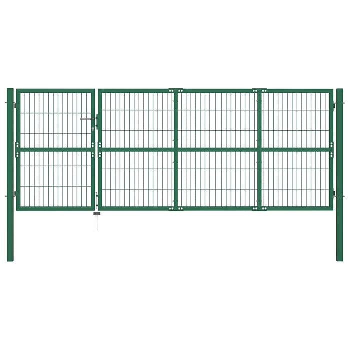 Poartă de gard de grădină cu stâlpi 350x120 cm, oțel, verde WALTI