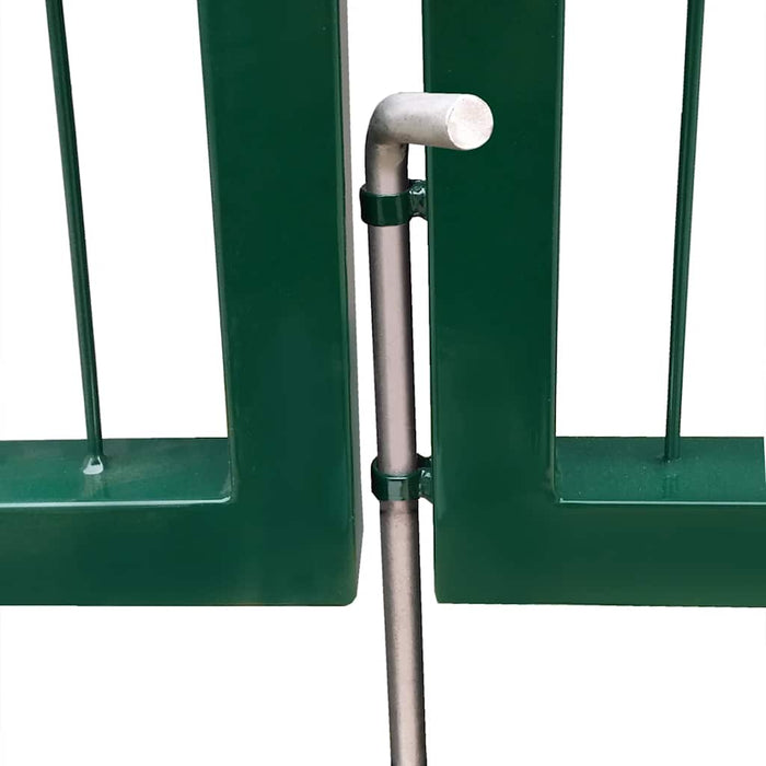 Poartă de gard de grădină cu stâlpi 350x120 cm, oțel, verde WALTI