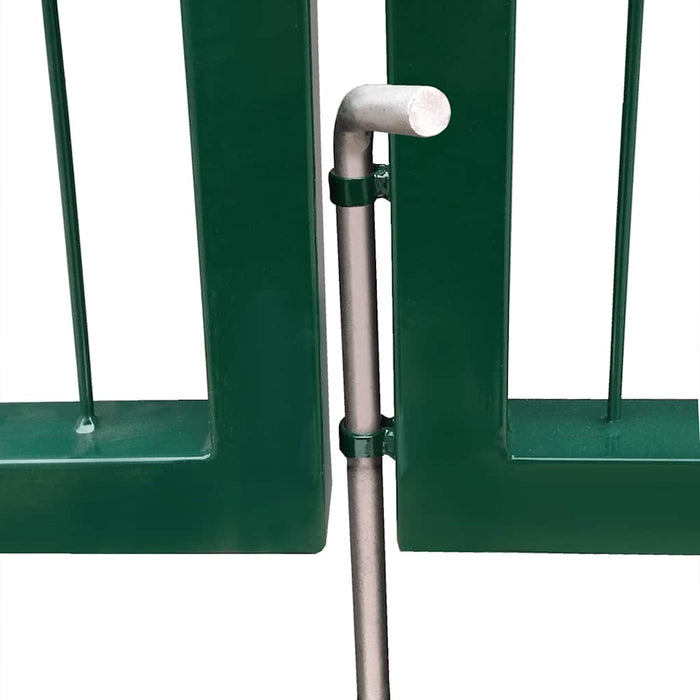 Poartă de gard de grădină cu stâlpi 350x140 cm, oțel, verde WALTI