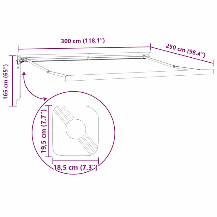 Cadru de copertină Alb 300 x 250 cm Aluminiu WALTI