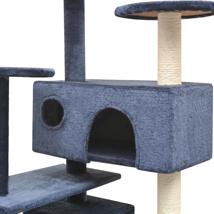 Ansamblu pisici, stâlpi cu funie sisal, 125 cm, albastru închis - WALTI WALTI