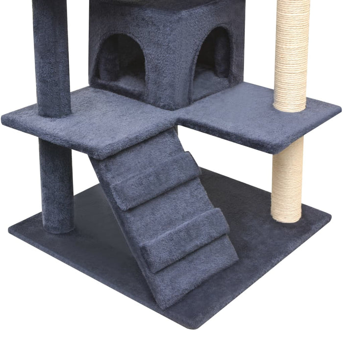 Ansamblu pisici, stâlpi cu funie sisal, 125 cm, albastru închis - WALTI WALTI