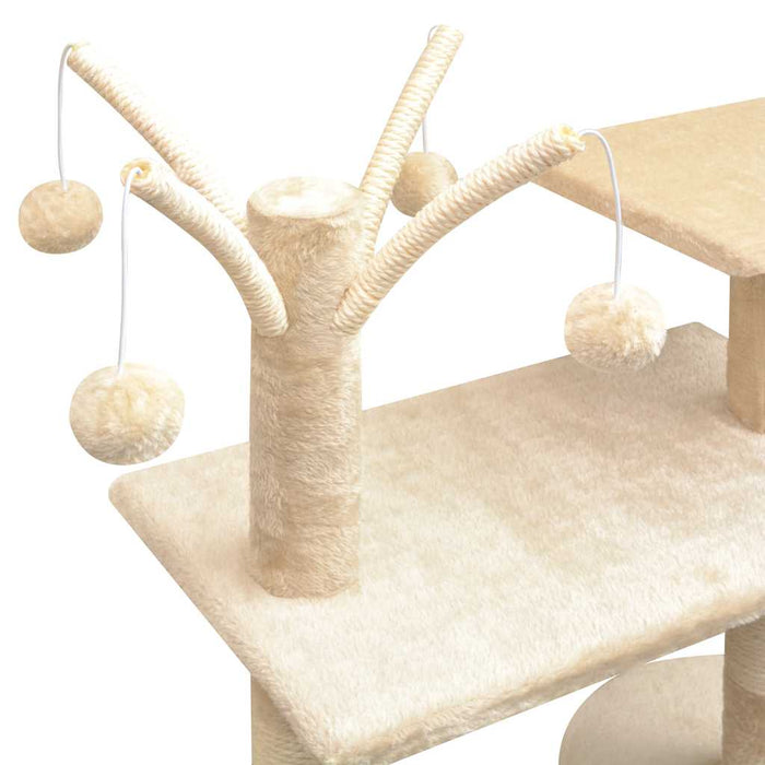 Ansamblu pisici, stâlpi cu funie de sisal, 125 cm, bej - WALTI WALTI