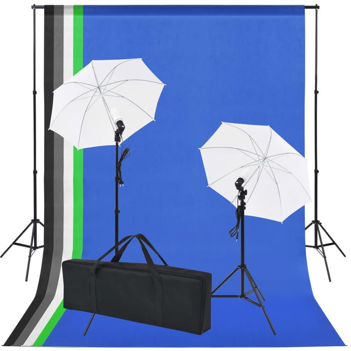 Kit studio foto: 5 fundaluri colorate & 2 umbrele - WALTI WALTI