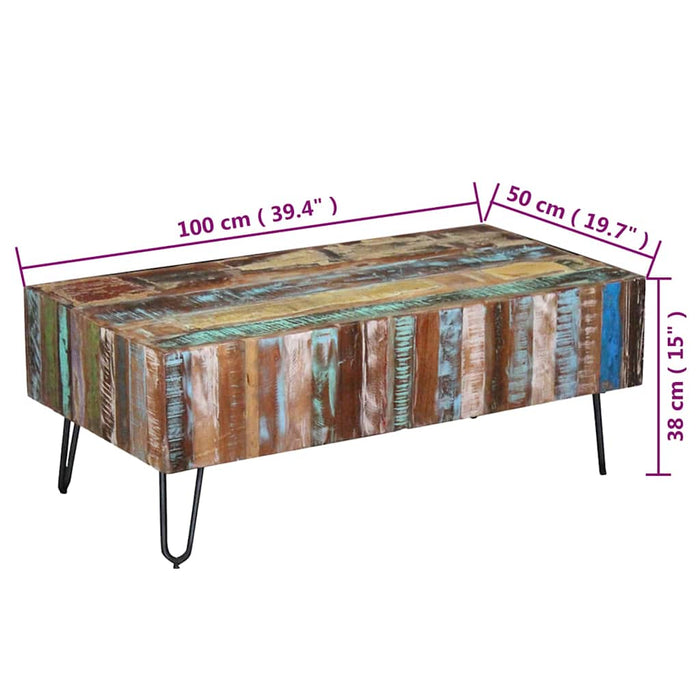Măsuță de cafea, 100 x 50 x 38 cm, lemn masiv reciclat - WALTI WALTI