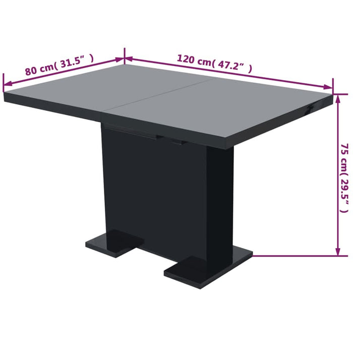 Masă de sufragerie extensibilă, negru extralucios - WALTI WALTI