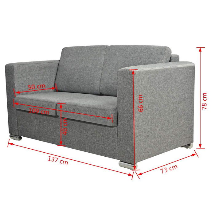 Canapea cu 2 locuri, gri deschis, material textil - WALTI WALTI