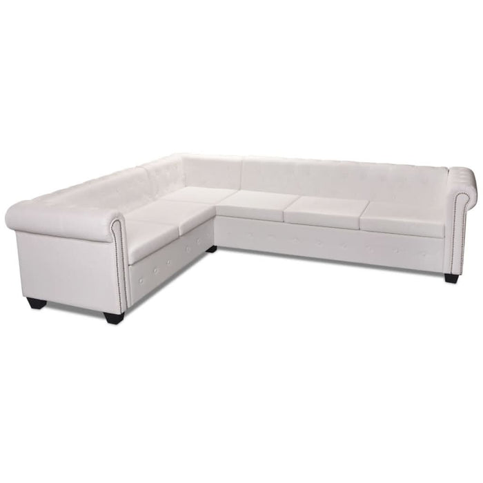 Canapea colțar Chesterfield, piele artificială, 6 locuri, alb - WALTI WALTI