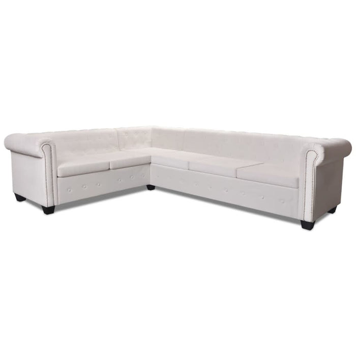 Canapea colțar Chesterfield, piele artificială, 6 locuri, alb - WALTI WALTI
