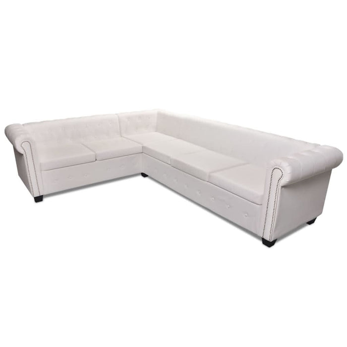 Canapea colțar Chesterfield, piele artificială, 6 locuri, alb - WALTI WALTI