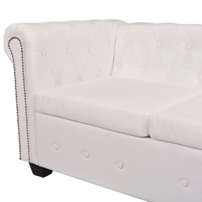 Canapea colțar Chesterfield, piele artificială, 6 locuri, alb - WALTI WALTI