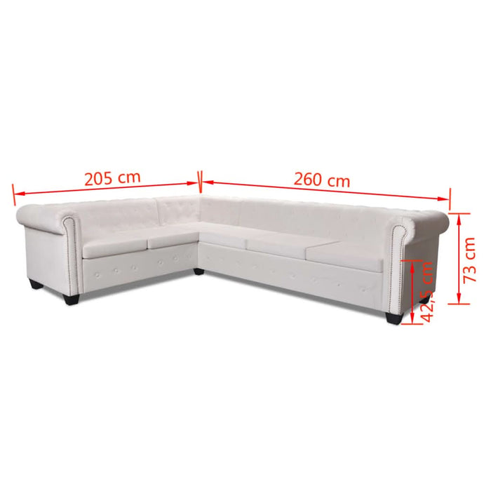 Canapea colțar Chesterfield, piele artificială, 6 locuri, alb - WALTI WALTI