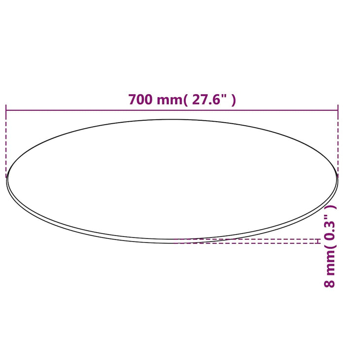 Blat masă din sticlă securizată rotund 700 mm - WALTI WALTI
