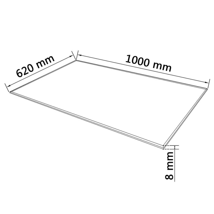 Blat de masă, sticlă securizată, dreptunghiular, 1000 x 620 mm - WALTI WALTI