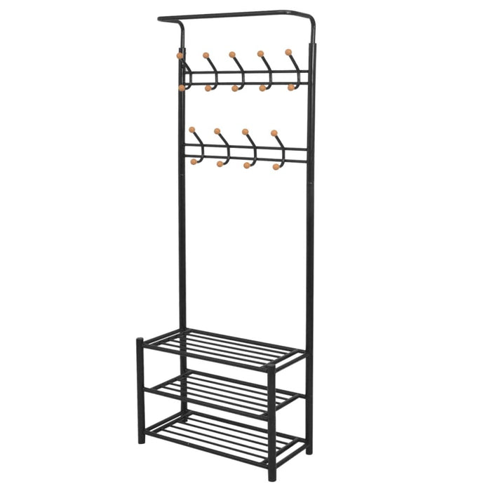 Cuier cu rafturi pentru pantofi, 68 x 32 x 182,5 cm, negru - WALTI WALTI