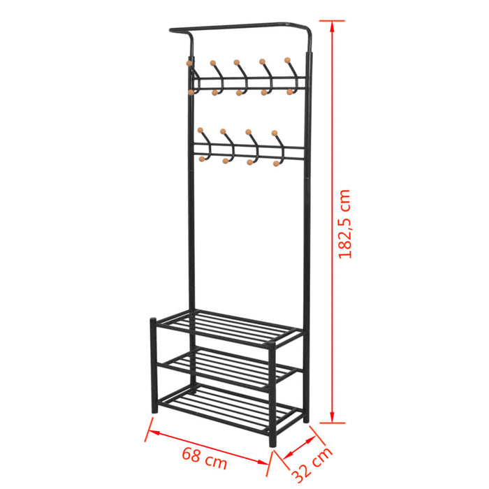 Cuier cu rafturi pentru pantofi, 68 x 32 x 182,5 cm, negru - WALTI WALTI