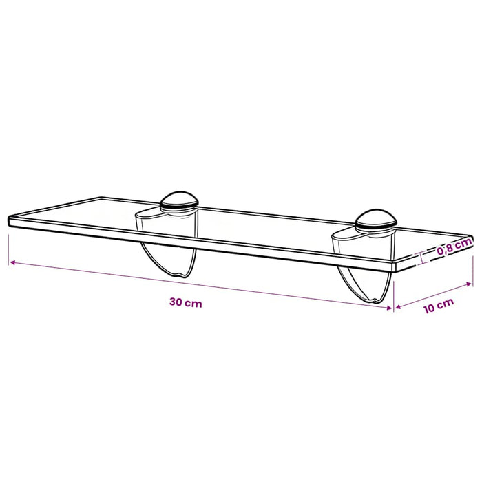 Raft suspendat din sticlă, 30 x 10 cm, 8 mm - WALTI WALTI