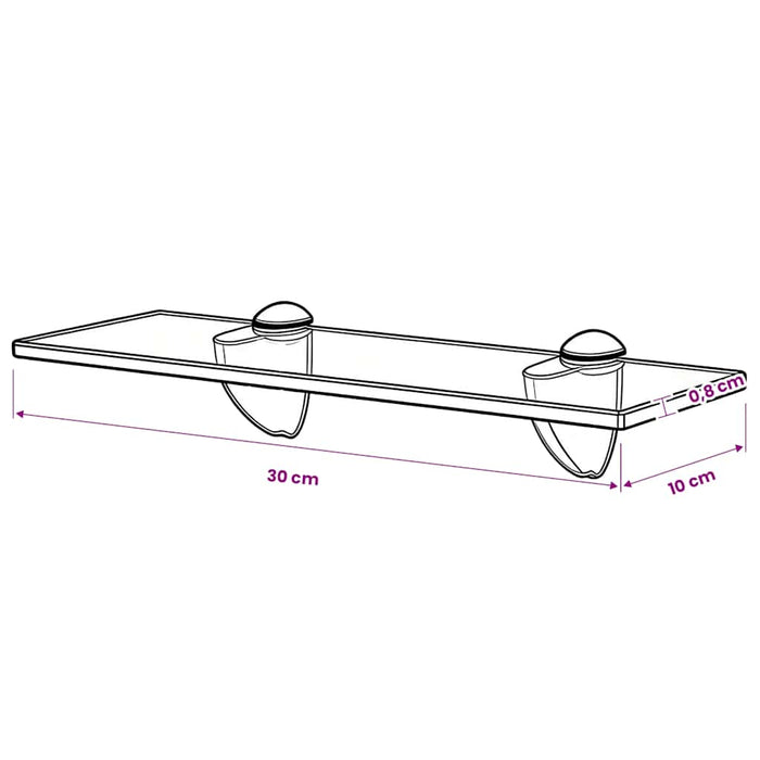 Raft suspendat din sticlă, 30 x 10 cm, 8 mm - WALTI WALTI