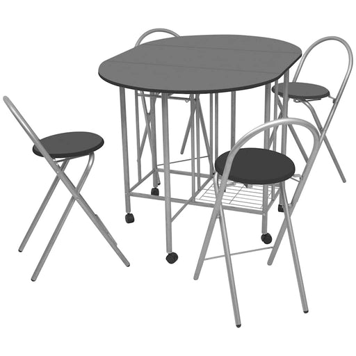 Set masă și scaune de bucătărie pliante MDF, negru, 5 piese - WALTI WALTI