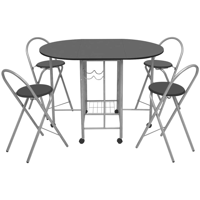 Set masă și scaune de bucătărie pliante MDF, negru, 5 piese - WALTI WALTI