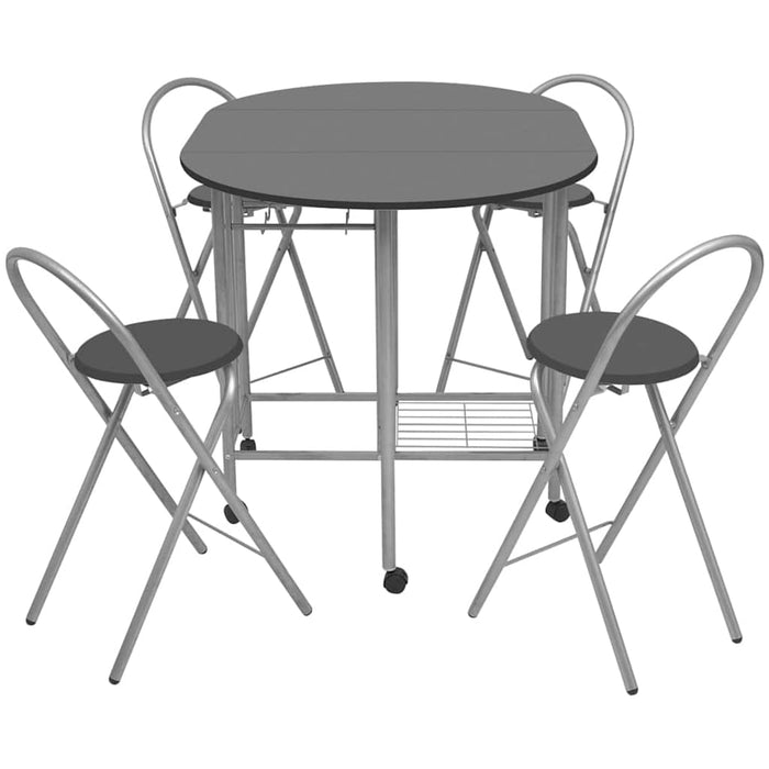 Set masă și scaune de bucătărie pliante MDF, negru, 5 piese - WALTI WALTI
