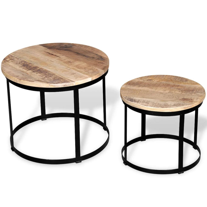 Set măsuțe cafea rotunde, lemn mango rugos, 2 buc, 40 cm/50 cm - WALTI WALTI