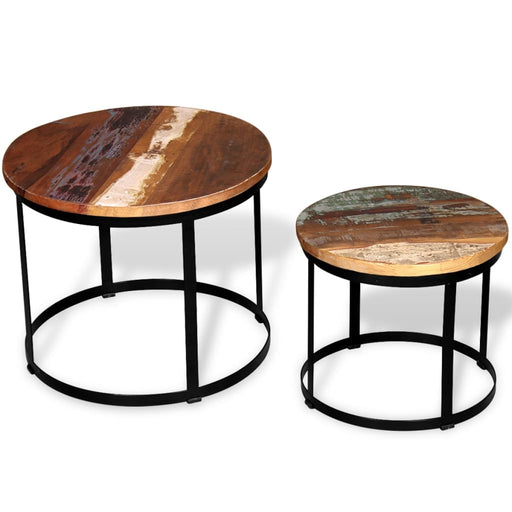 Set măsuță cafea 2 piese 40cm/50cm lemn masiv reciclat rotund - WALTI WALTI