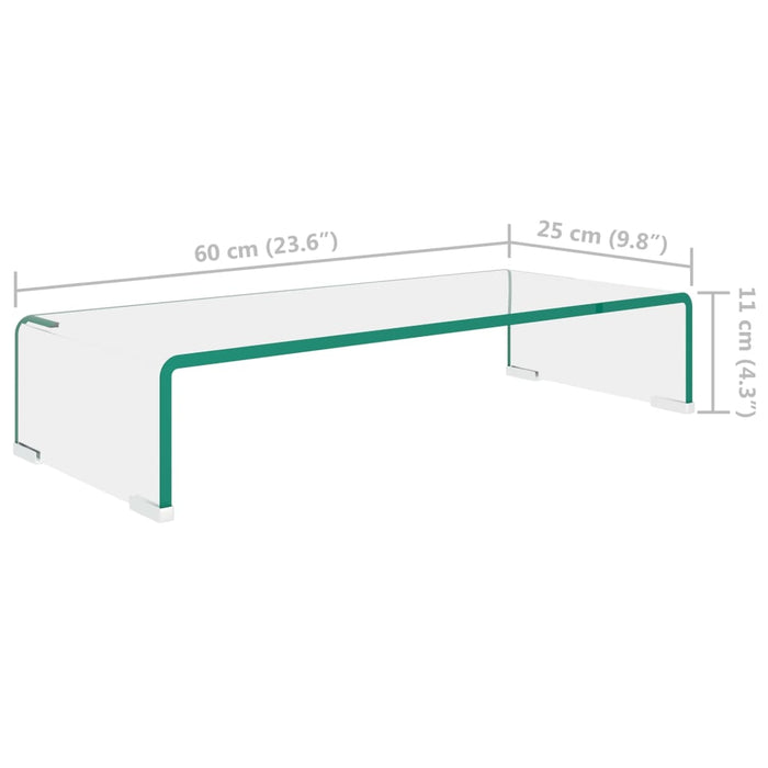 Suport TV/monitor din sticlă transparentă, 60 x 25 x 11 cm - WALTI WALTI