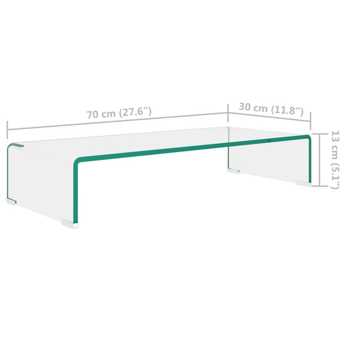 Stand TV/Suport monitor, sticlă transparentă 70x30x13 cm - WALTI WALTI