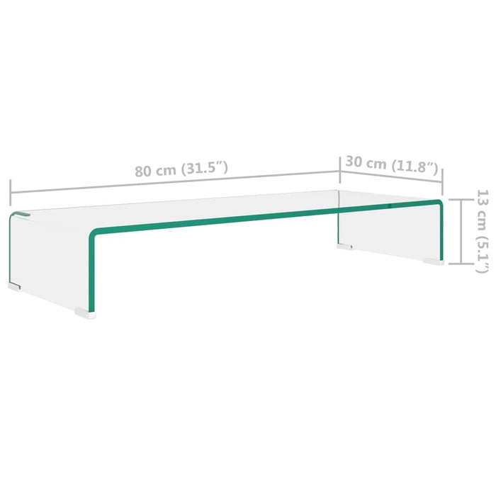 Stand TV/Suport monitor, sticlă transparentă, 80x30x13 cm - WALTI WALTI