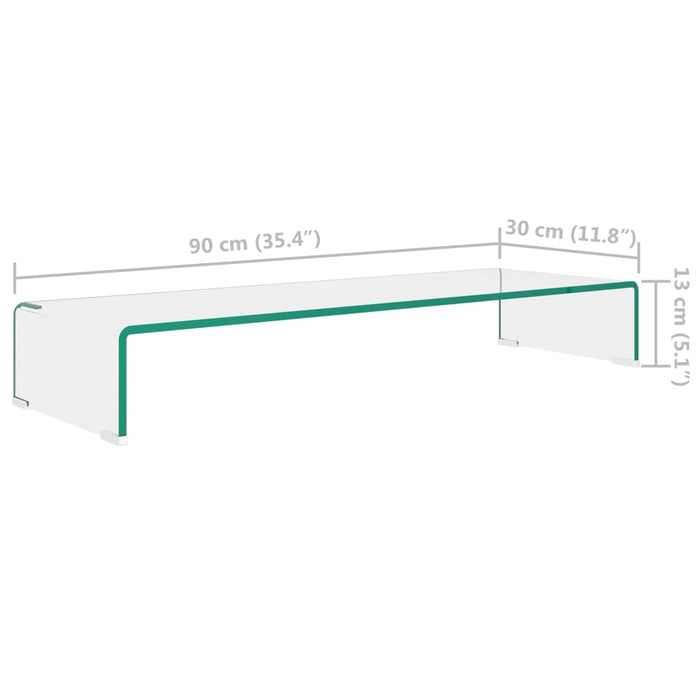 Stand TV/Suport monitor sticlă transparentă 90x30x13 cm - WALTI WALTI