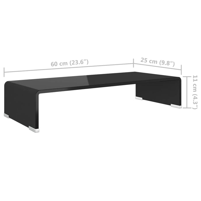 Stand TV/suport monitor din sticlă, negru, 60x25x11 cm WALTI