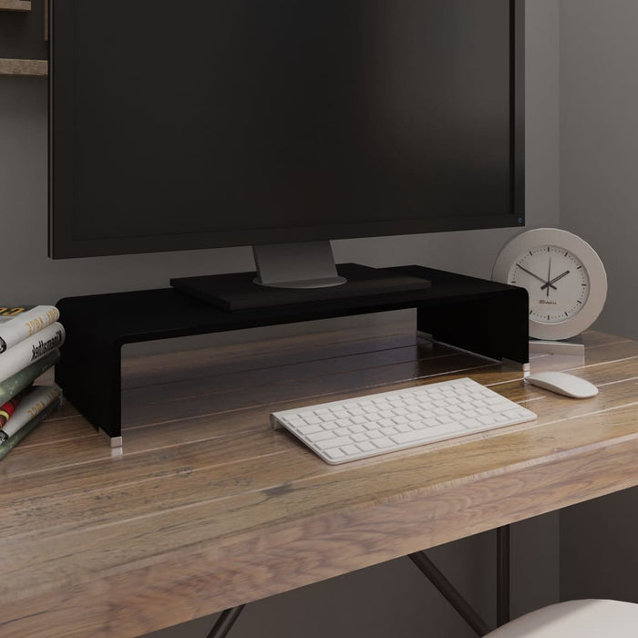 Stand TV/suport monitor din sticlă, negru, 60x25x11 cm WALTI