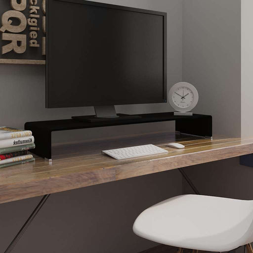 Stand TV/Suport monitor din sticlă, 100x30x13 cm, negru - WALTI WALTI