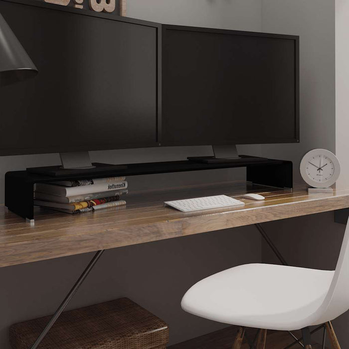 Stand TV/Suport monitor sticlă, 120x30x13 cm, negru - WALTI WALTI
