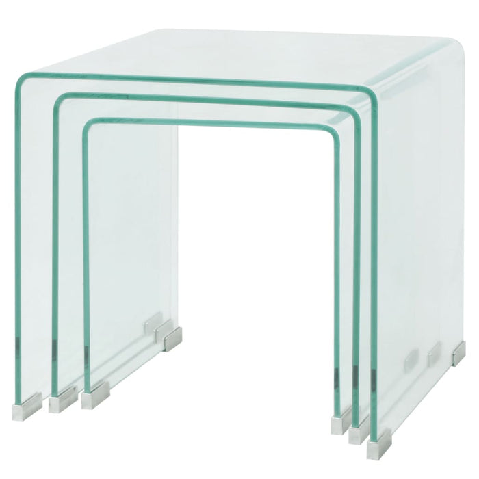 Set mese suprapuse, sticlă călită transparentă, trei piese - WALTI WALTI