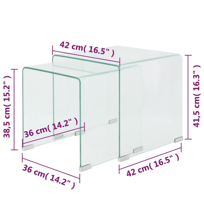 Set de masă din sticlă securit transparentă, stivuibil, 2 piese - WALTI WALTI