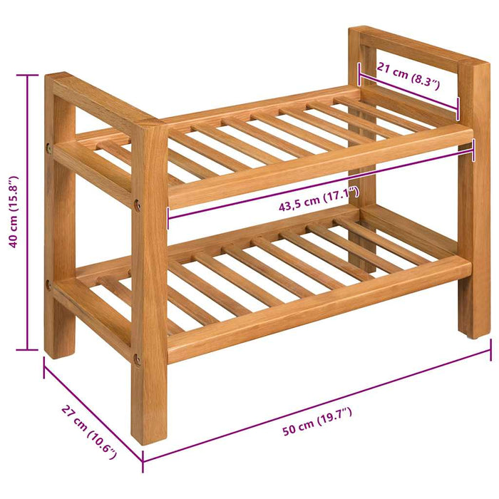 Pantofar cu 2 rafturi, 50x27x40 cm, lemn masiv de stejar - WALTI WALTI