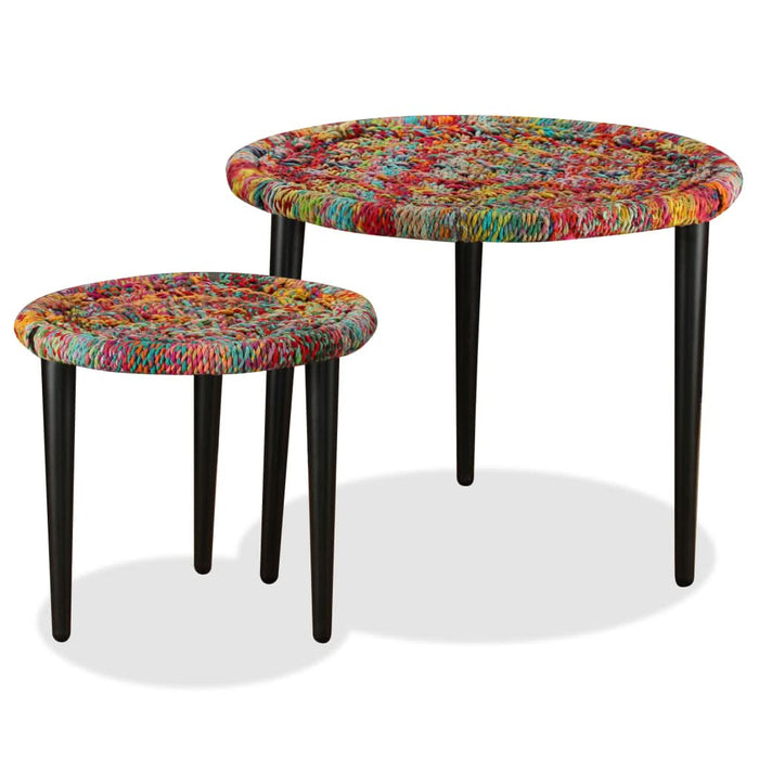 Set măsuțe cafea, 2 buc., detalii chindi împletite, multicolor - WALTI WALTI