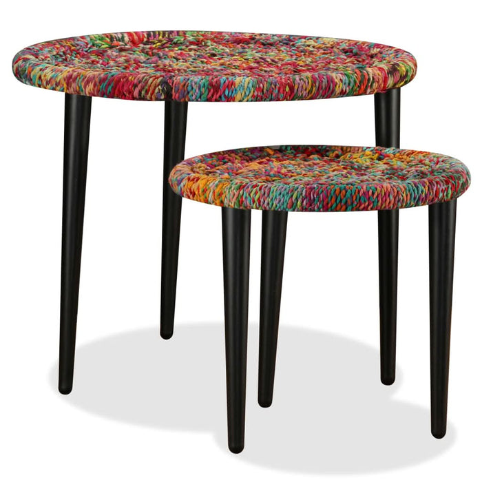 Set măsuțe cafea, 2 buc., detalii chindi împletite, multicolor - WALTI WALTI