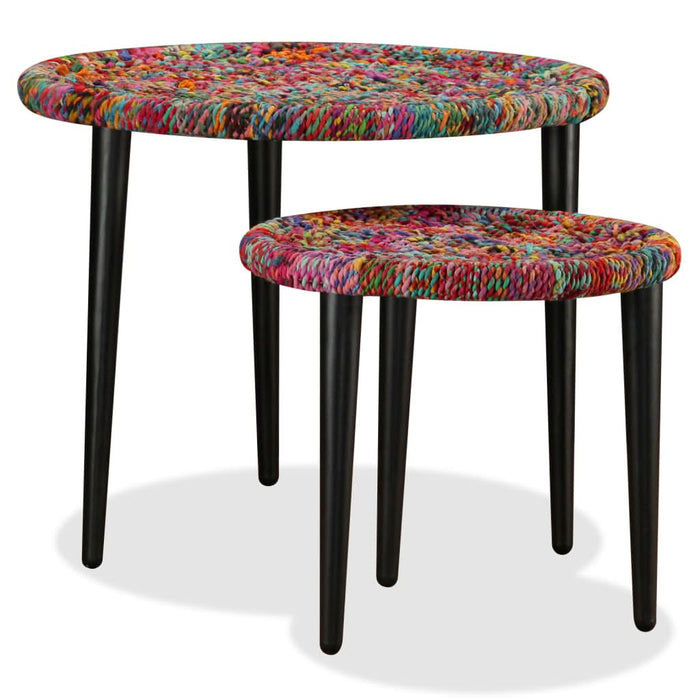 Set măsuțe cafea, 2 buc., detalii chindi împletite, multicolor - WALTI WALTI