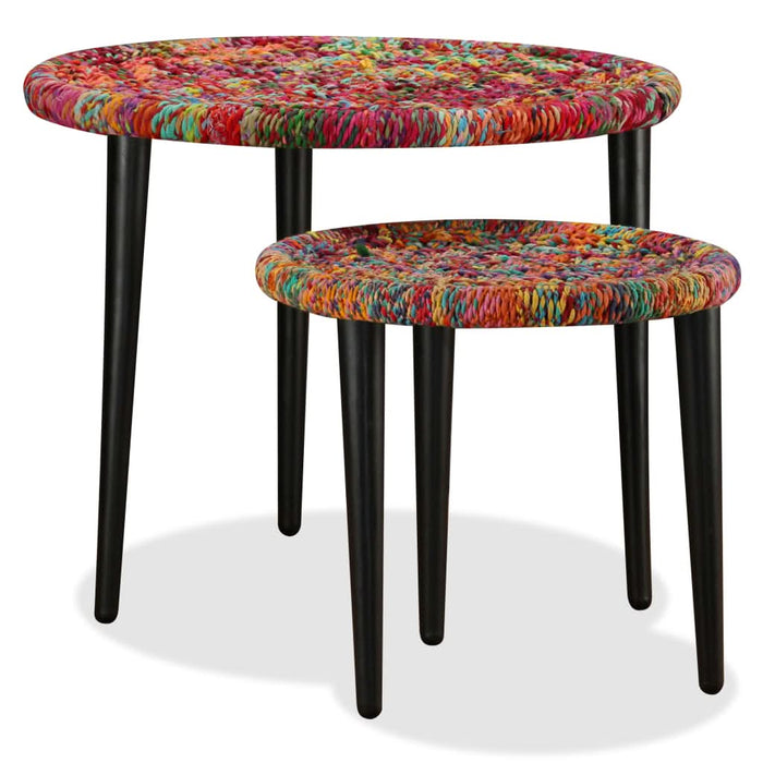 Set măsuțe cafea, 2 buc., detalii chindi împletite, multicolor - WALTI WALTI