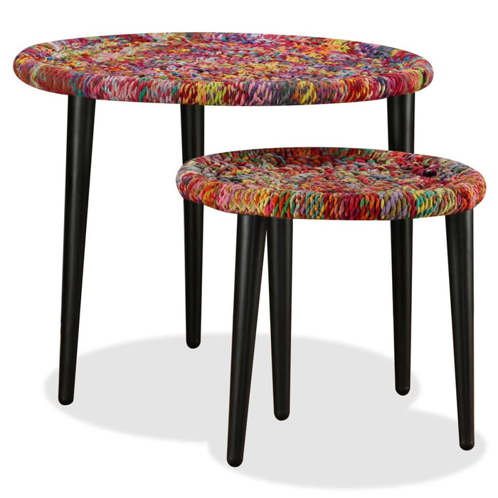 Set măsuțe cafea, 2 buc., detalii chindi împletite, multicolor - WALTI WALTI