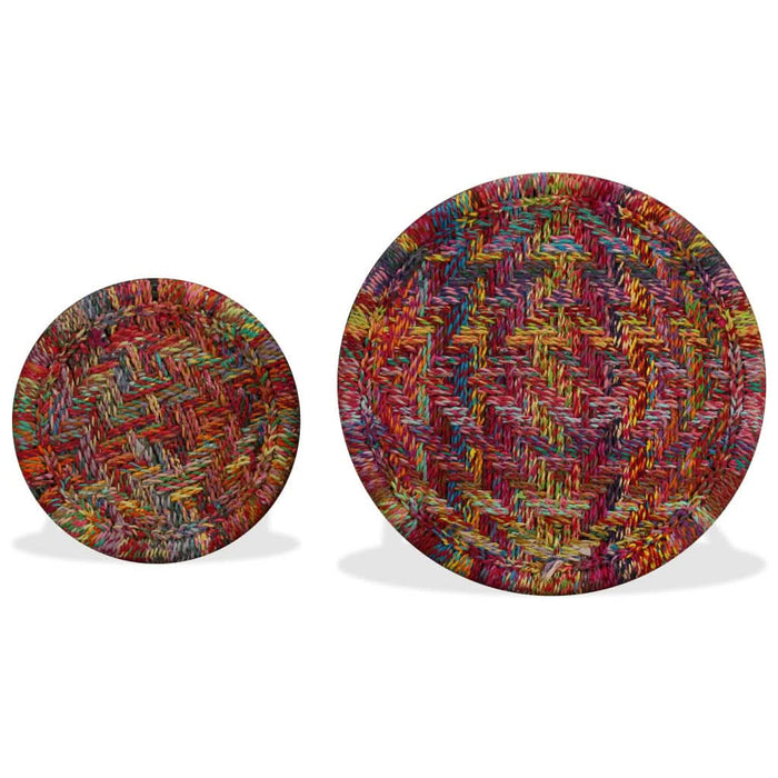 Set măsuțe cafea, 2 buc., detalii chindi împletite, multicolor - WALTI WALTI