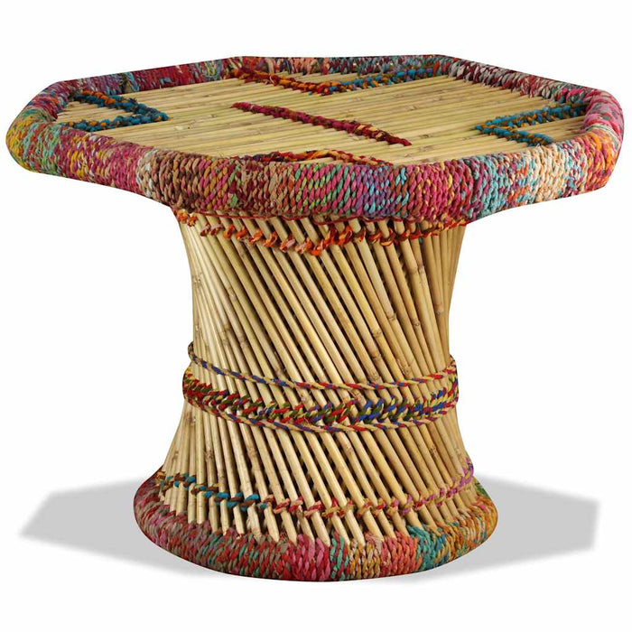 Măsuță de cafea, bambus, cu detalii chindi, multicolor WALTI