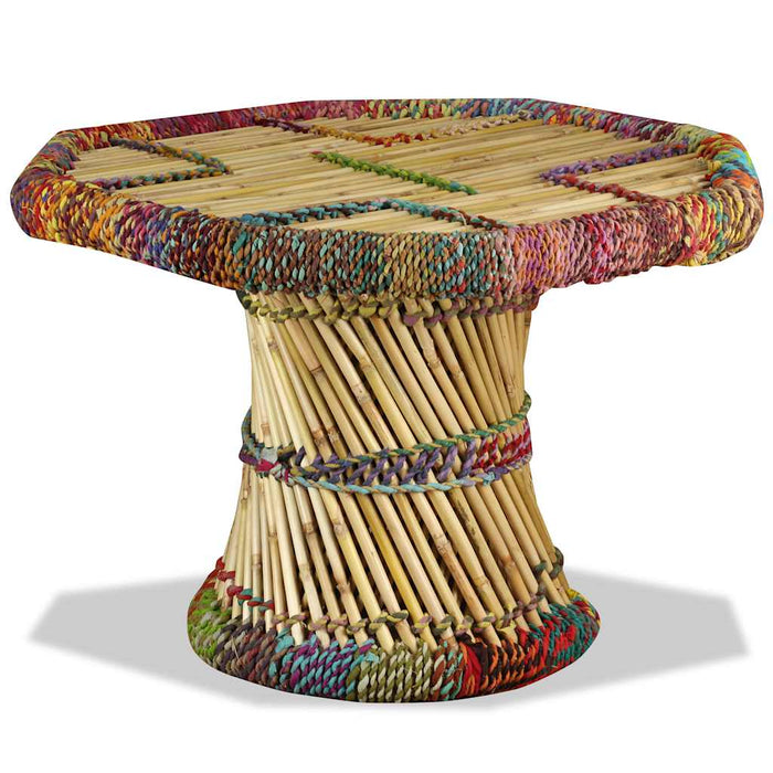 Măsuță de cafea, bambus, cu detalii chindi, multicolor WALTI