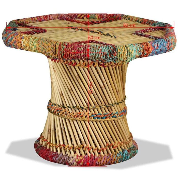 Măsuță de cafea, bambus, cu detalii chindi, multicolor WALTI
